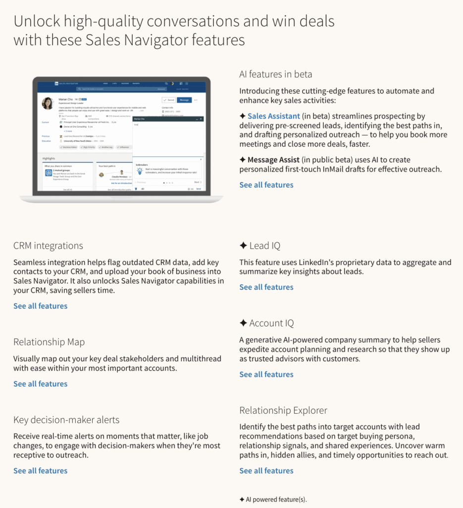 LinkedIn Sales Navigator Features